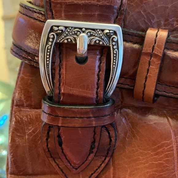 BRIGHTON Alligator Embossed Leather Handbag - Whiskey - Picture 10 of 17